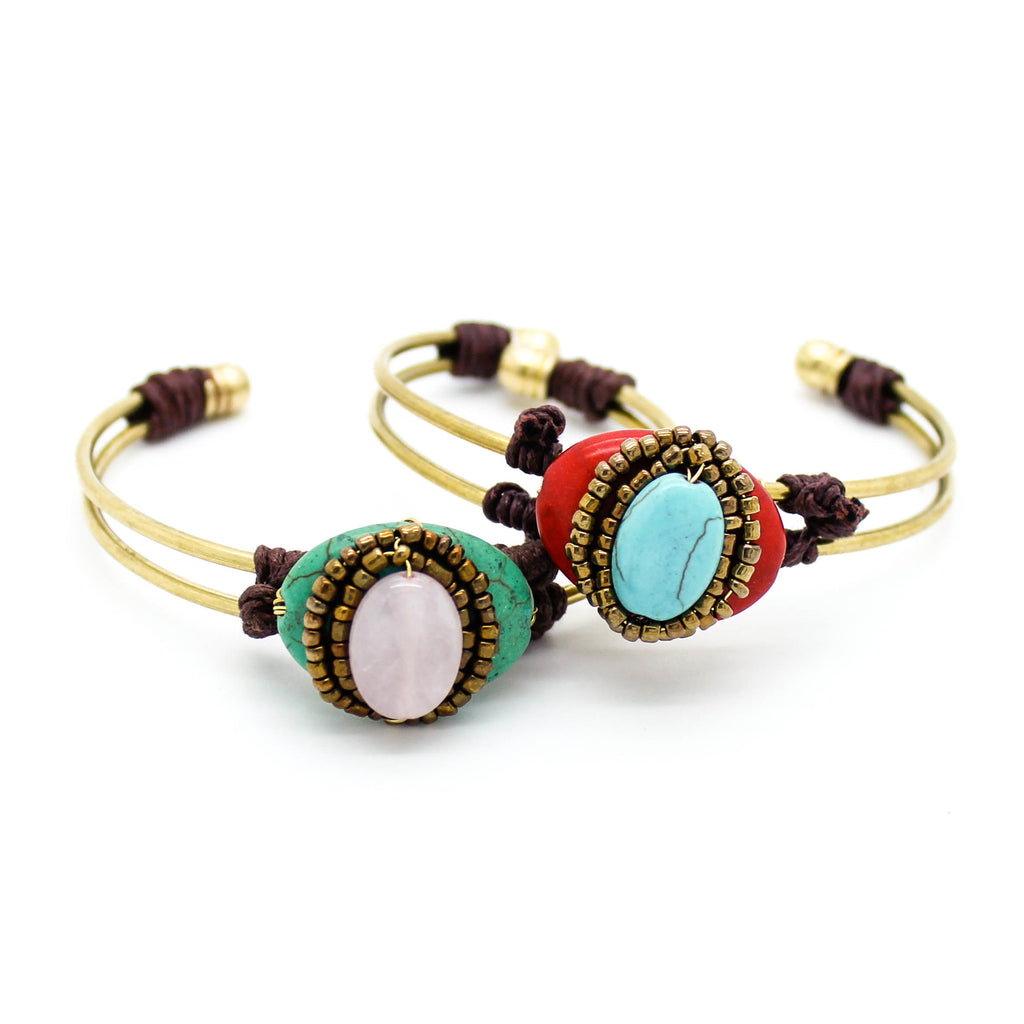 Stone bangle bracelet