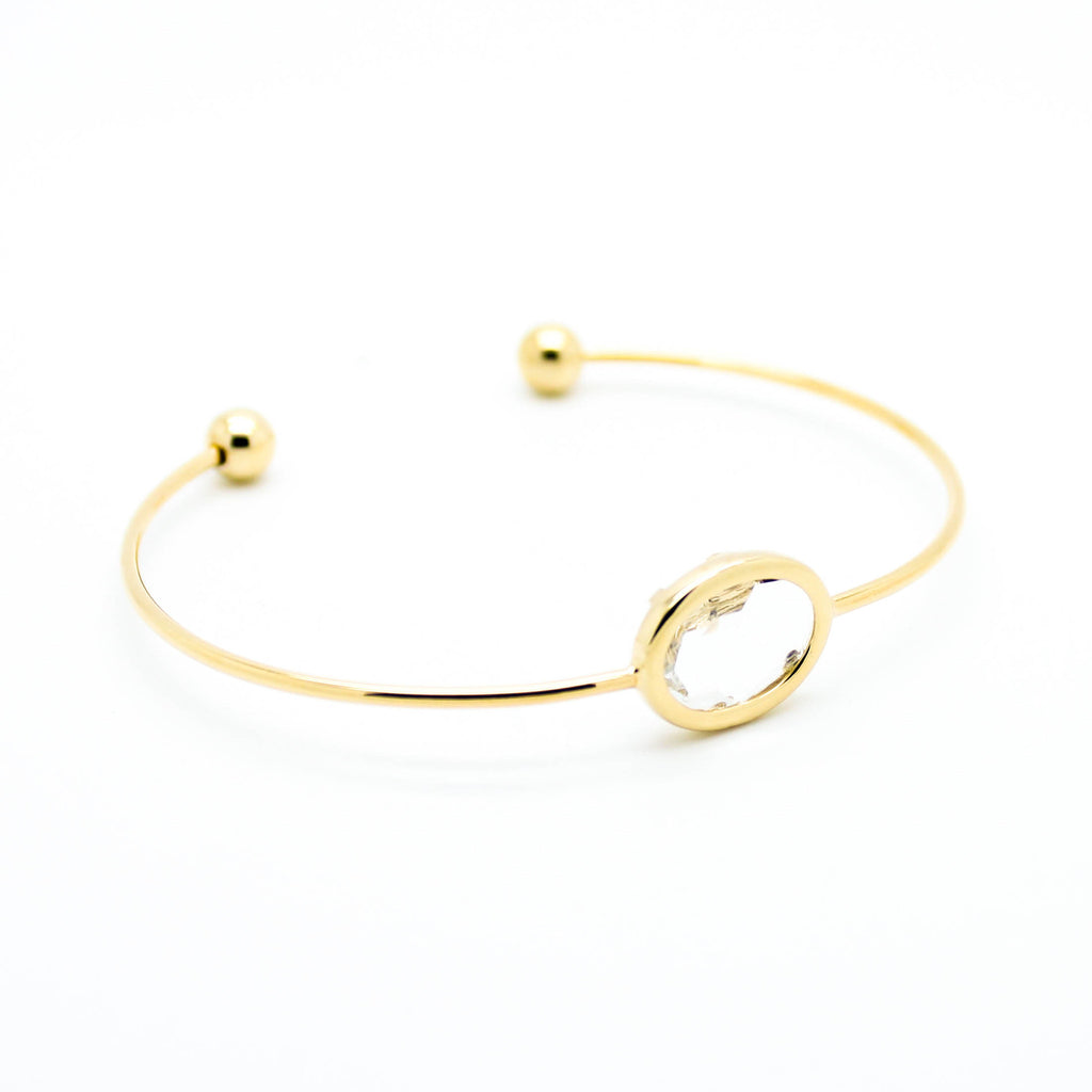 Oval stone bangle bracelet