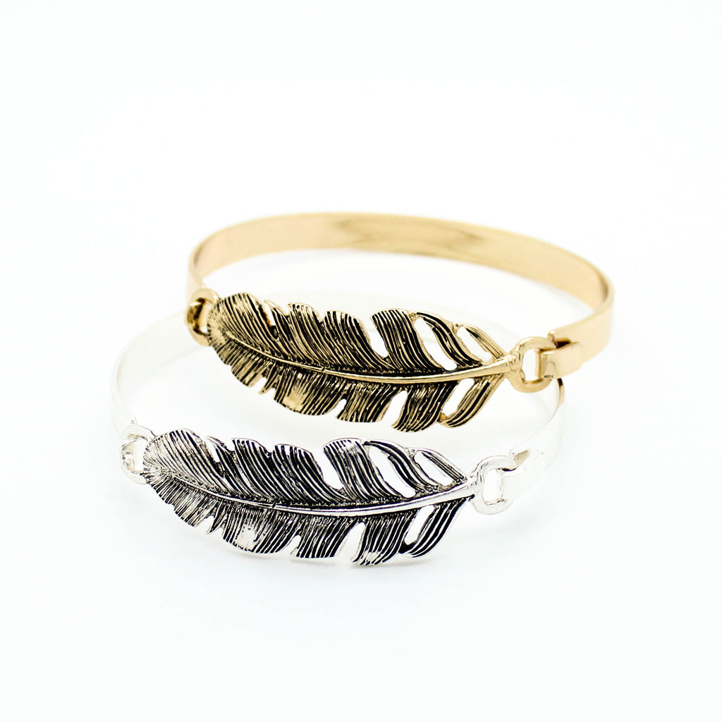 Feather bangle bracelet