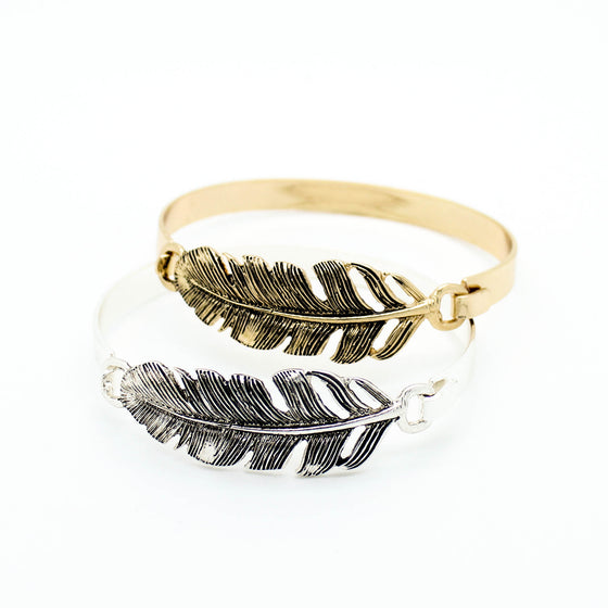 Feather bangle bracelet
