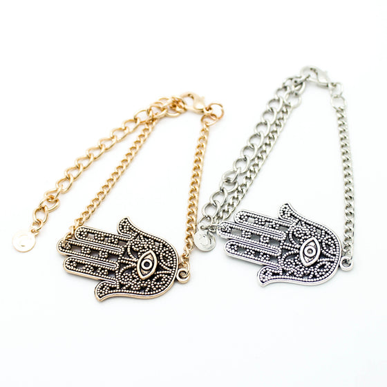 Hamsa eye chain bracelet