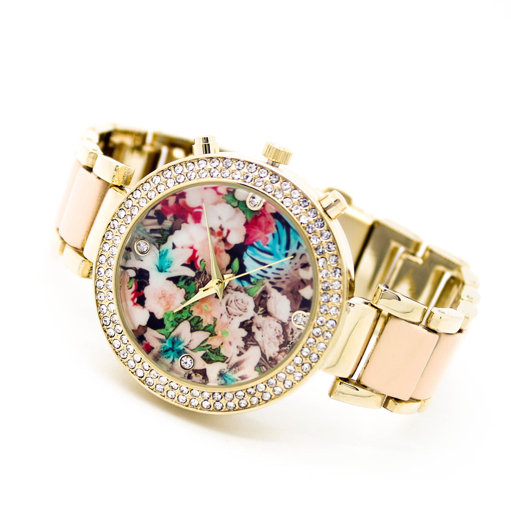Flower face metal watch (2 colors)