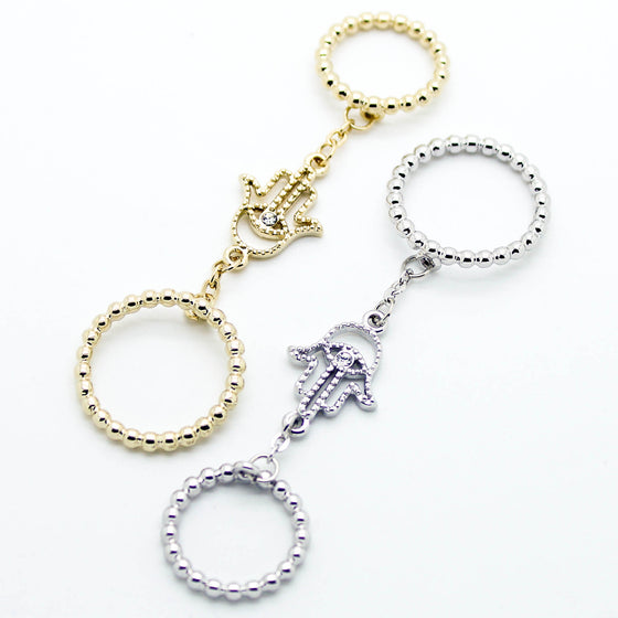 Hamsa eye chain ring