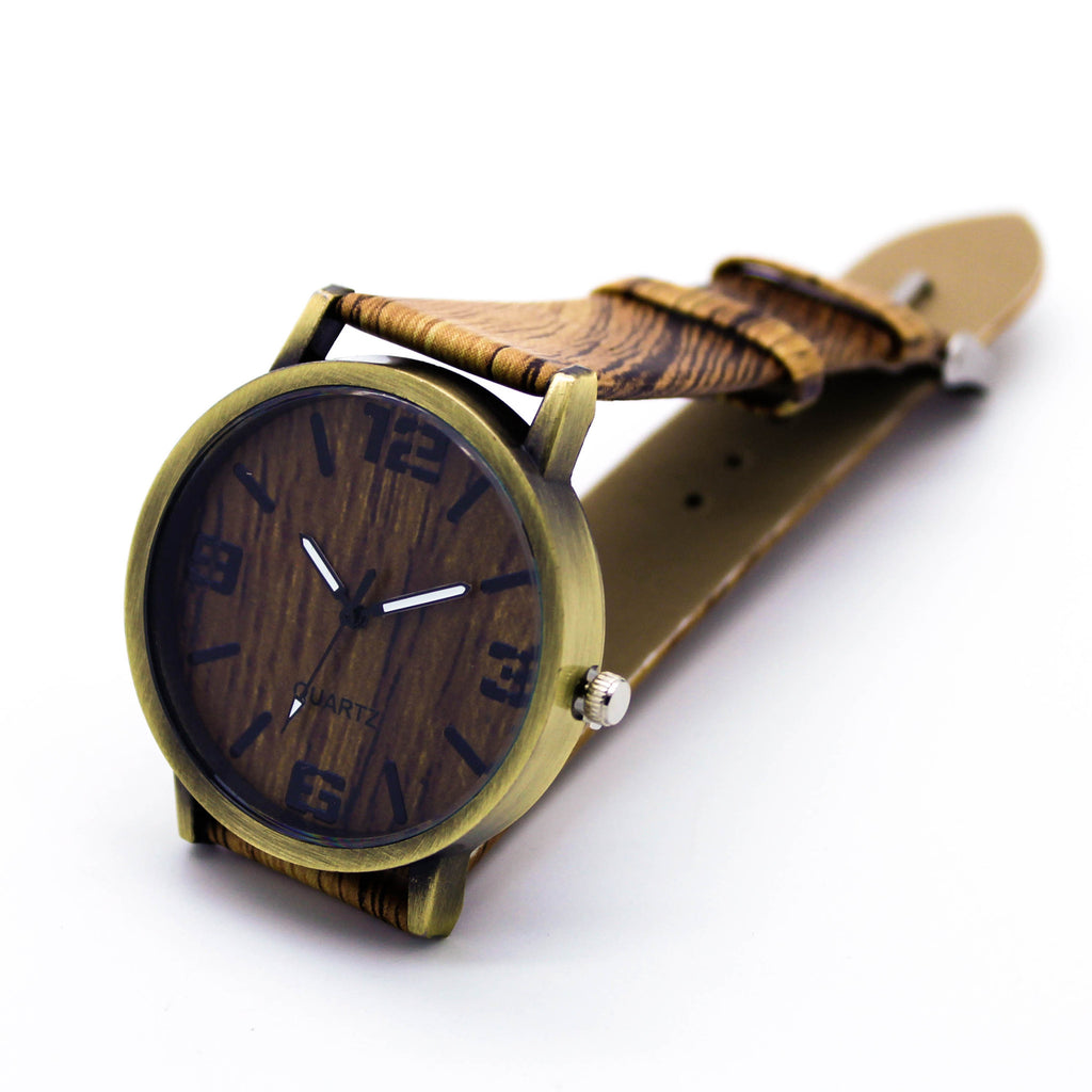 Wood print strap watch (2 colors)