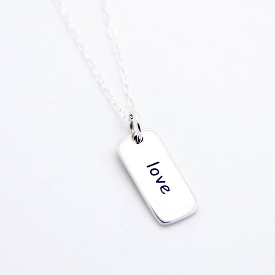Love tag sterling silver necklace