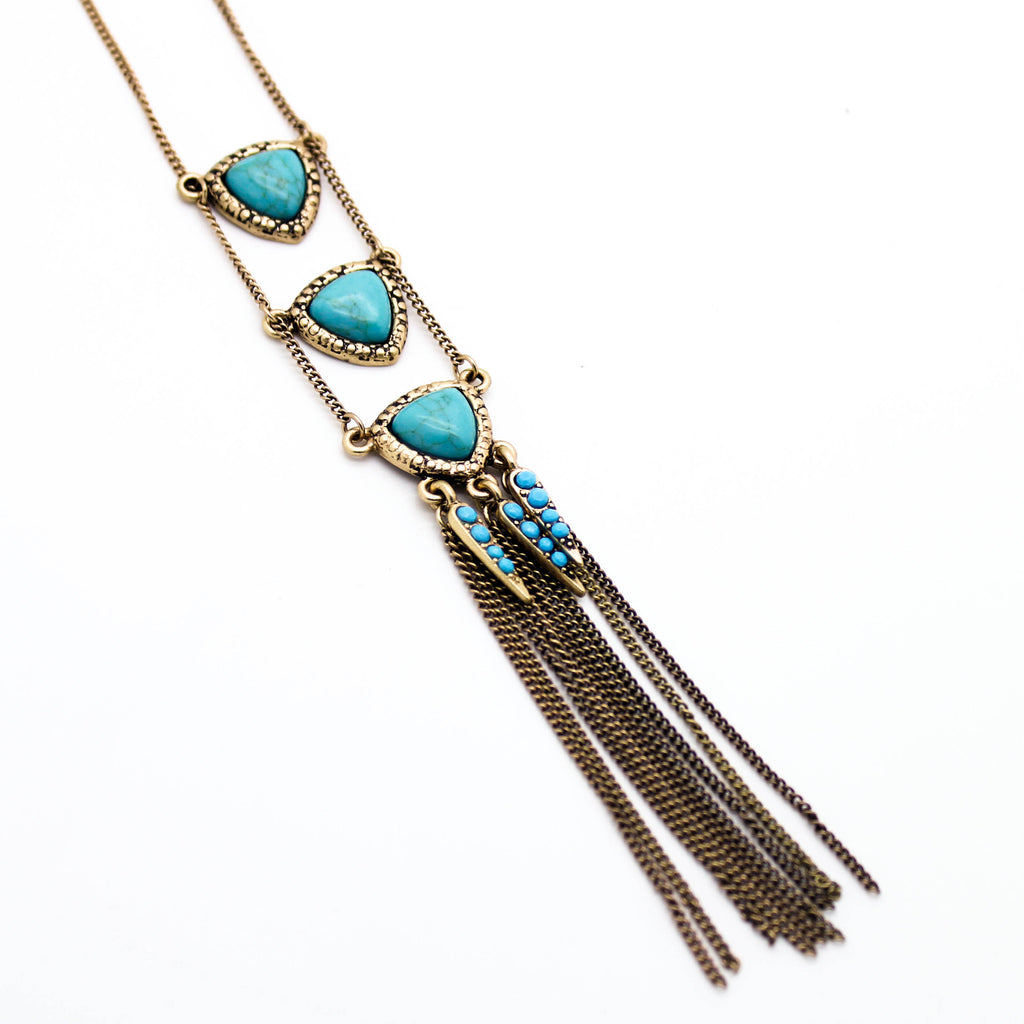 Triangle tassel long necklace