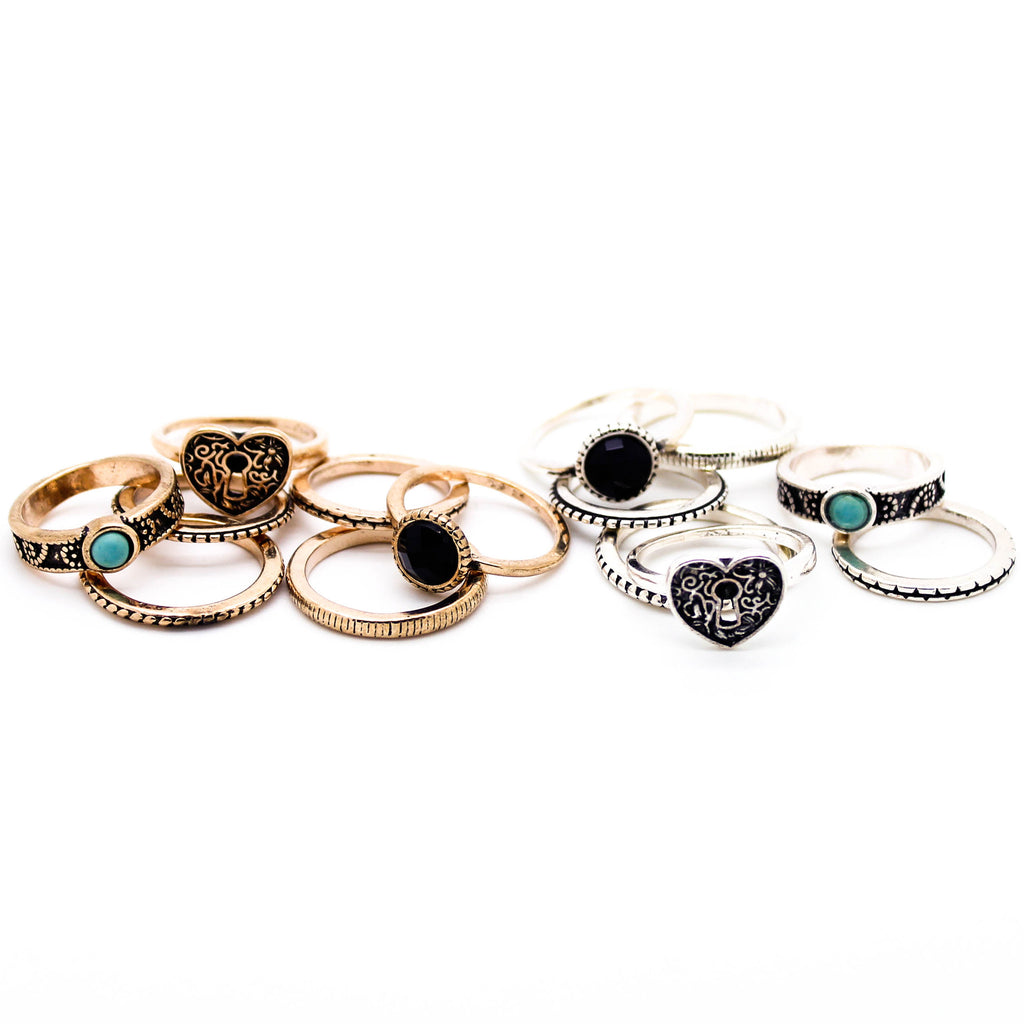 Boho multi rings set