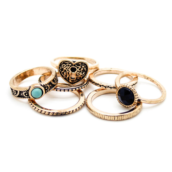 Boho multi rings set