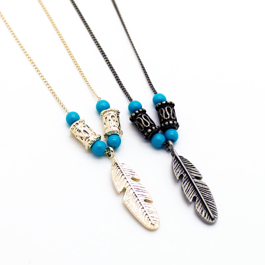 Feather turquoise necklace