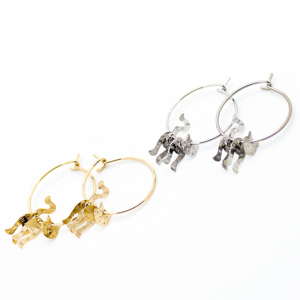 Cat hoop earrings