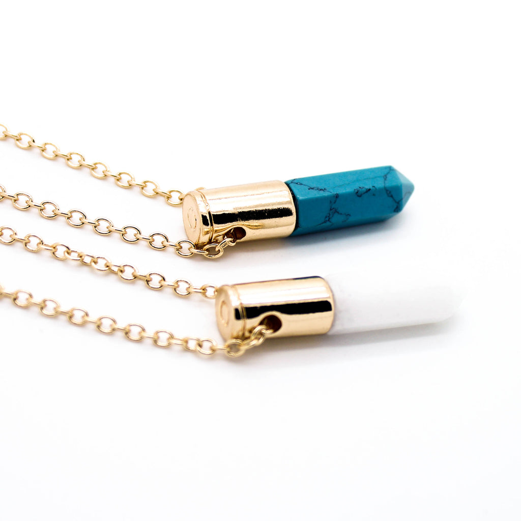 Bullet stone long necklace