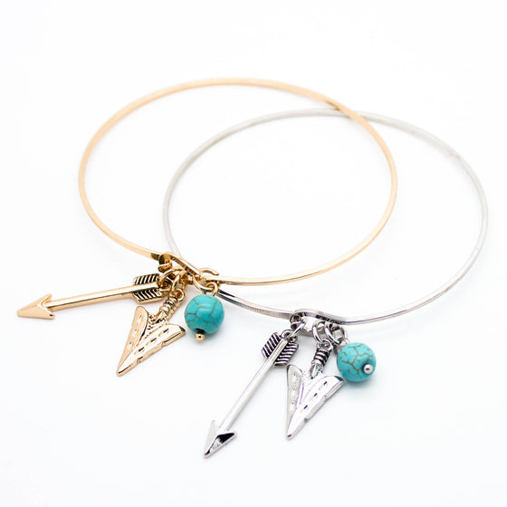 Arrow charm bangle bracelet