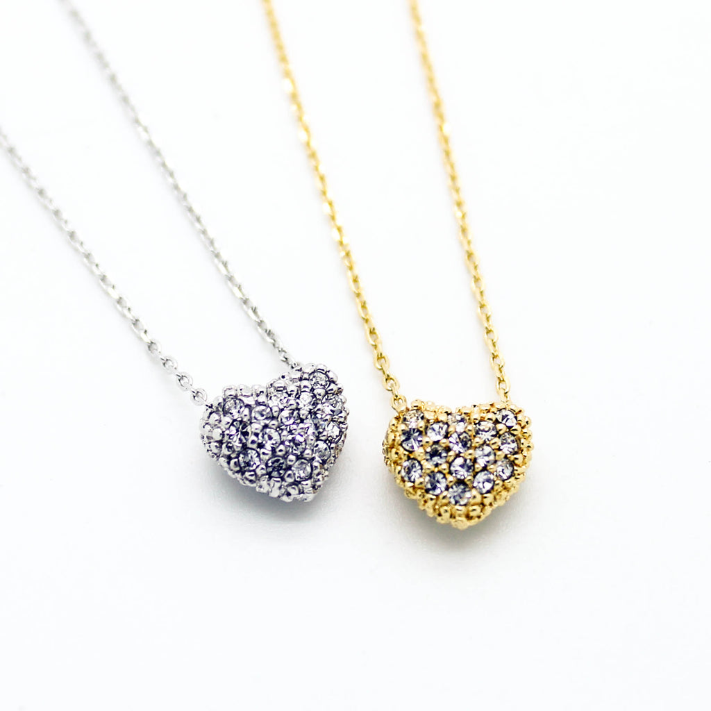 Heart pave necklace