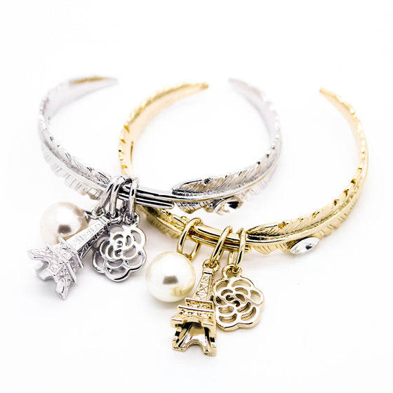 Feather charm bracelet