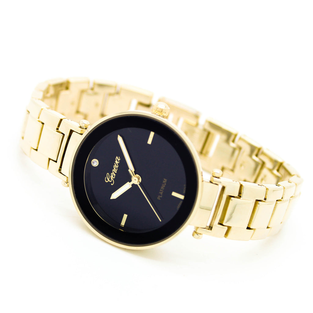 Round dial metal watch (2 colors)