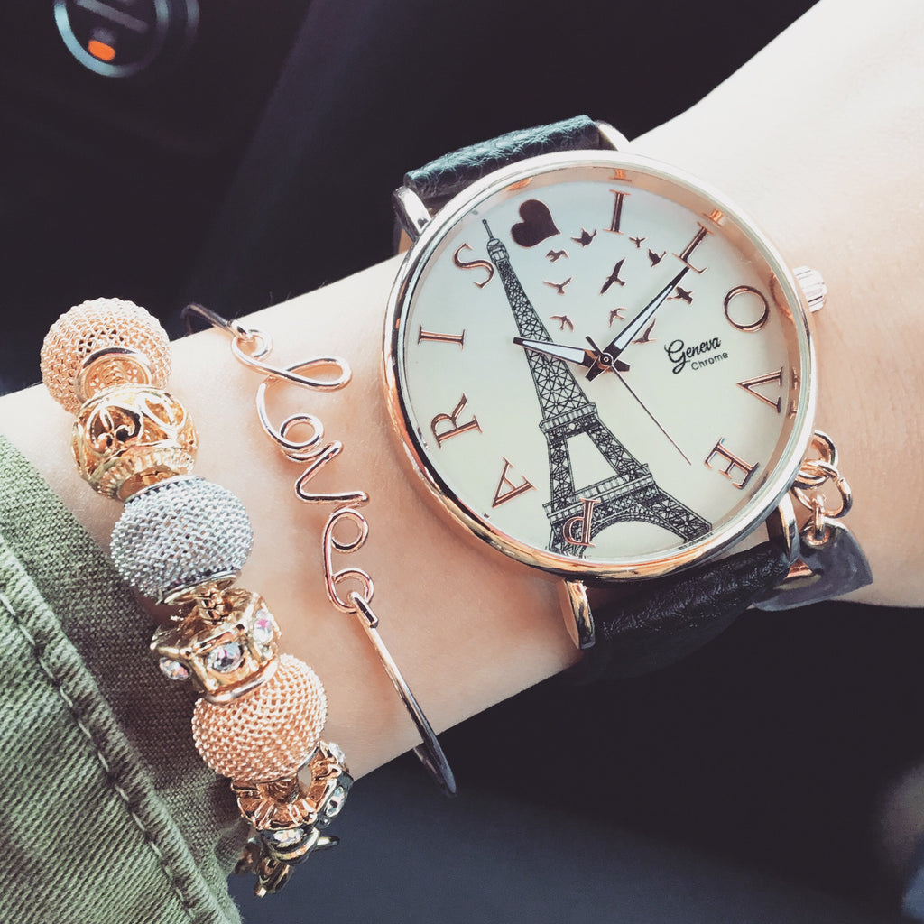Paris Love strap watch (3 colors)