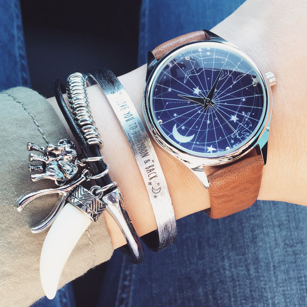 Elephant leather charm bracelet