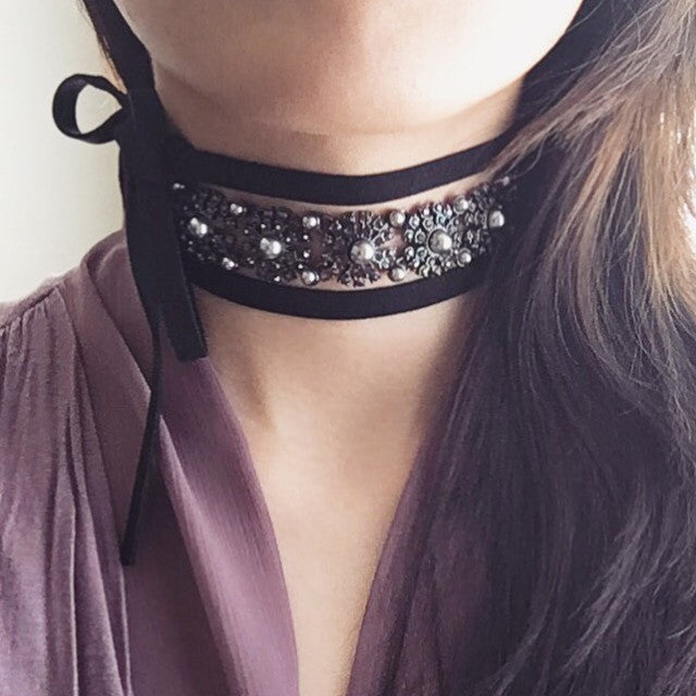 Boho glam wrap choker necklace
