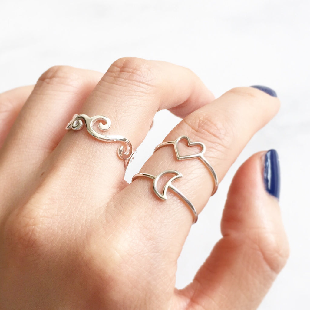 Wave sterling silver ring