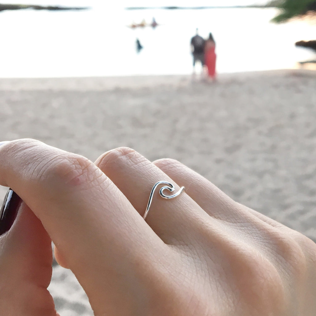 Wave sterling silver ring
