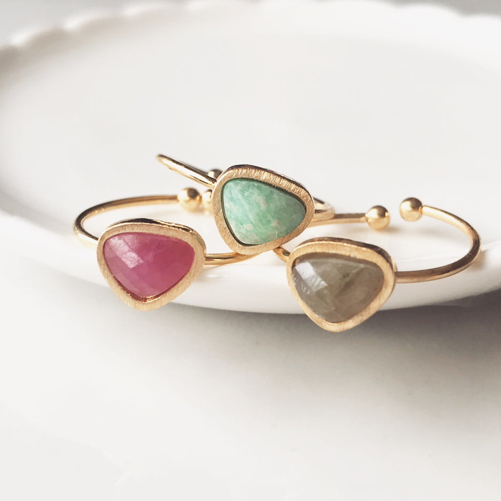 Dainty natural stone ring