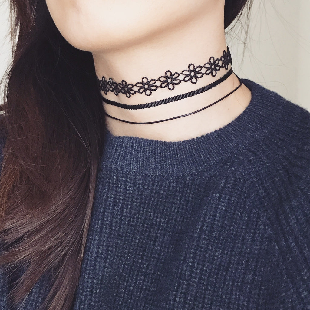Daisy flower choker necklace set