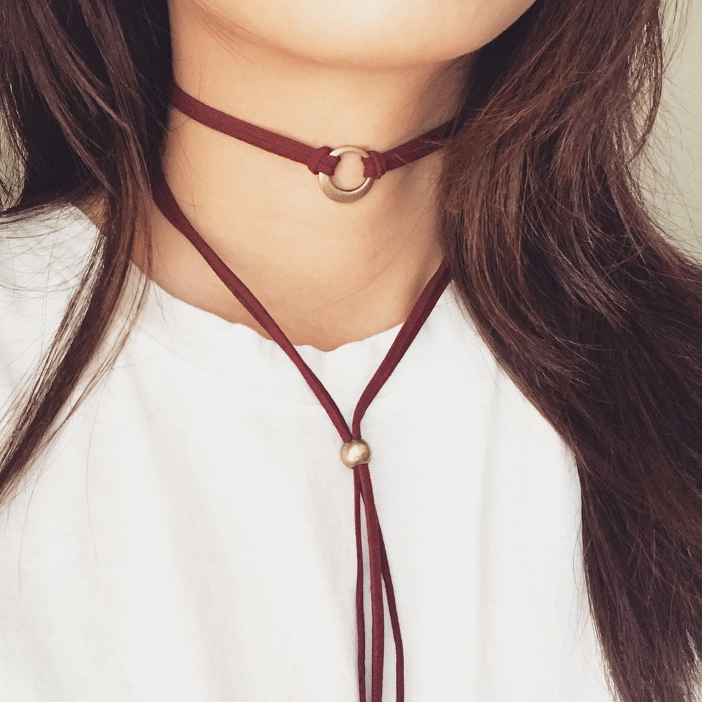 Circle layer choker necklace