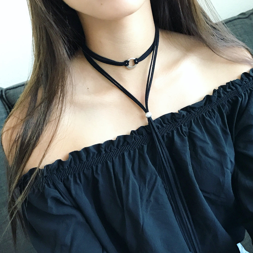 Circle layer choker necklace