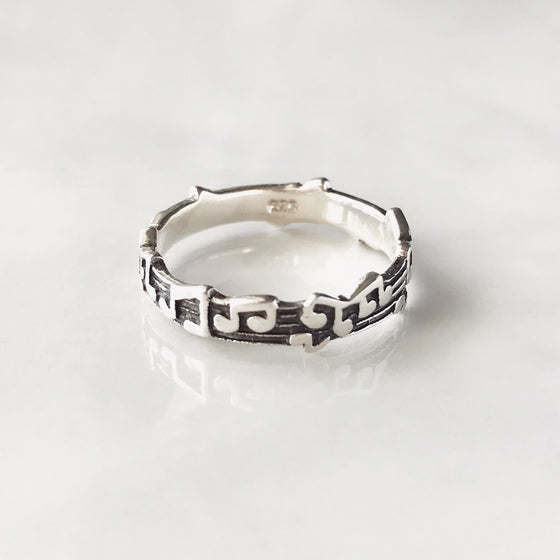 Musical note stering silver ring
