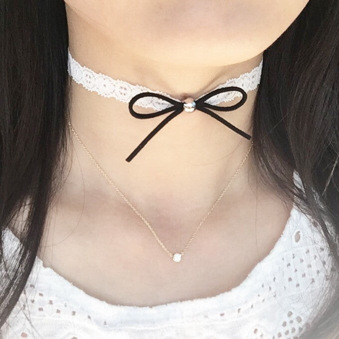 Bow lace choker necklace