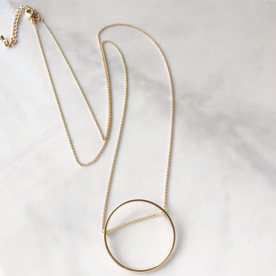 Open circle long necklace