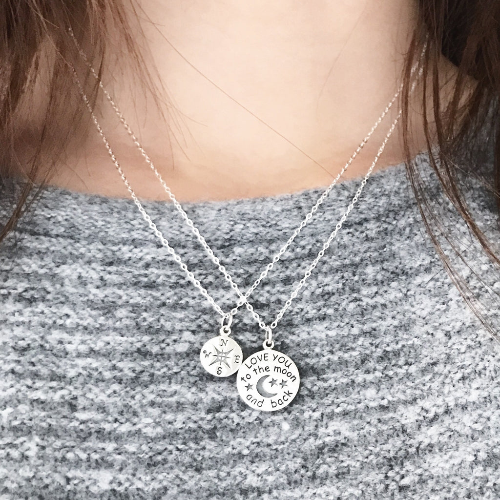 Compass sterling silver necklace