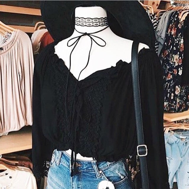 Lace wrap choker necklace