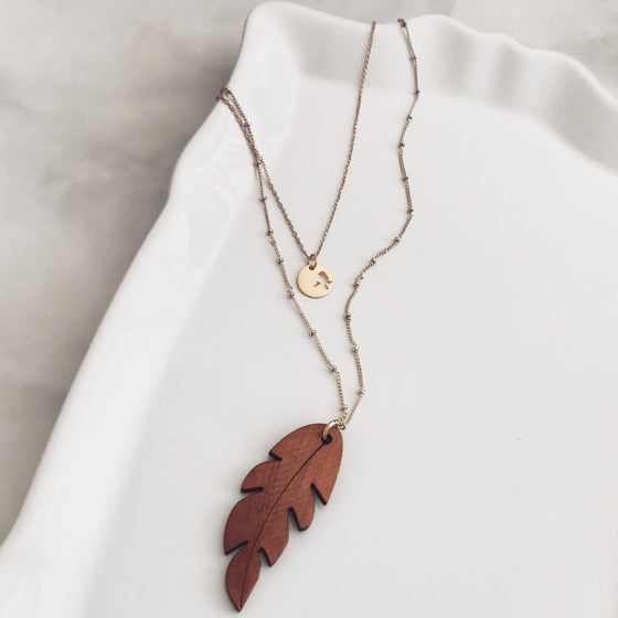 Leaf layer long neckalce