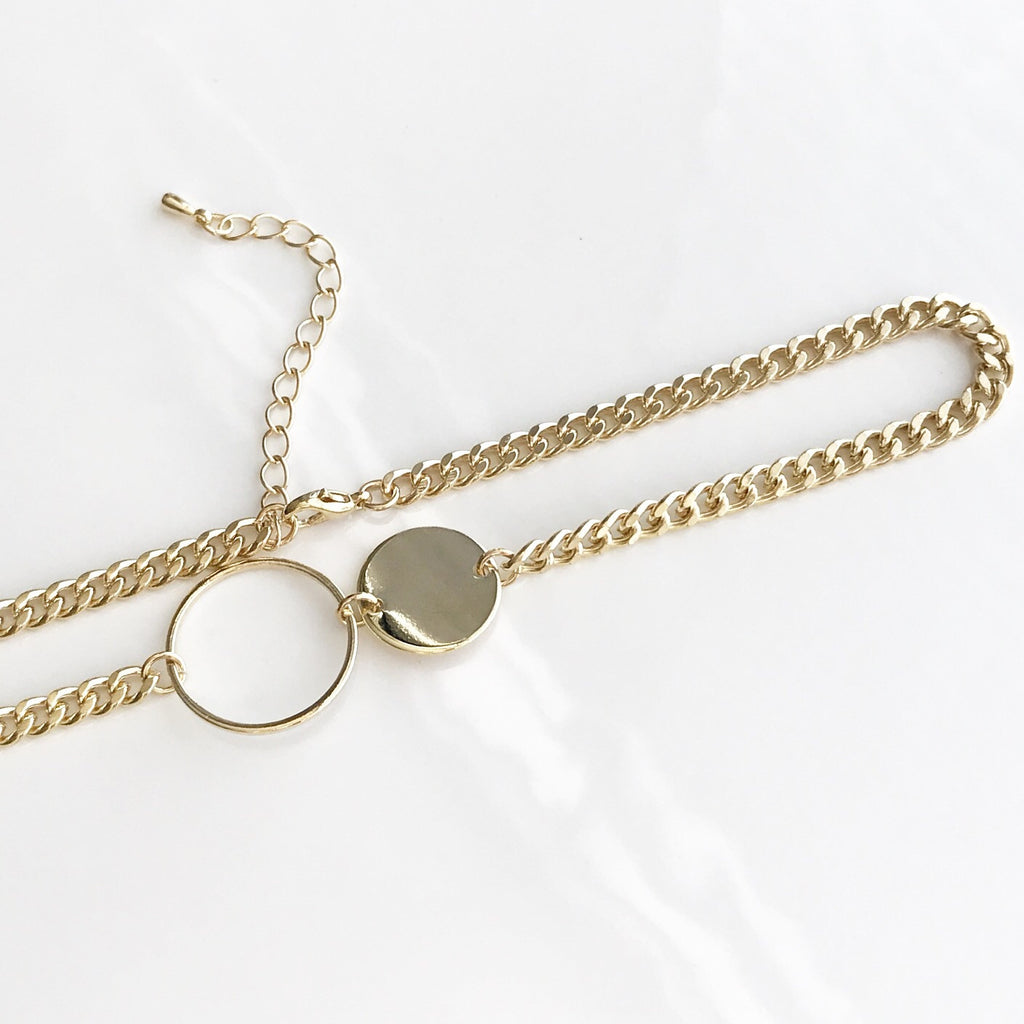 Double circle choker necklace