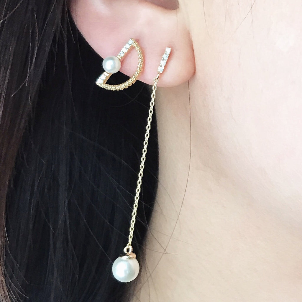 Unique pearl drop earrings set