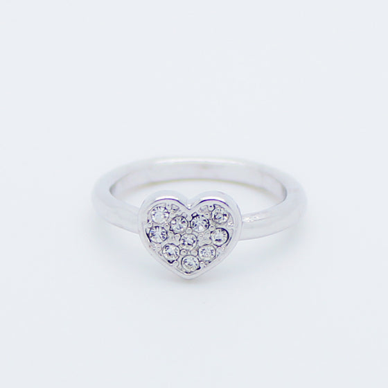 Heart with rhinestones knuckle, midi ring