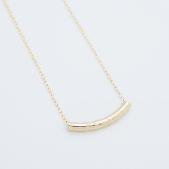 Hammered curved tube necklace