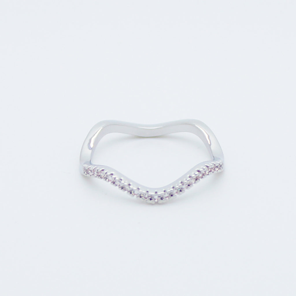 Wave rhinestones ring