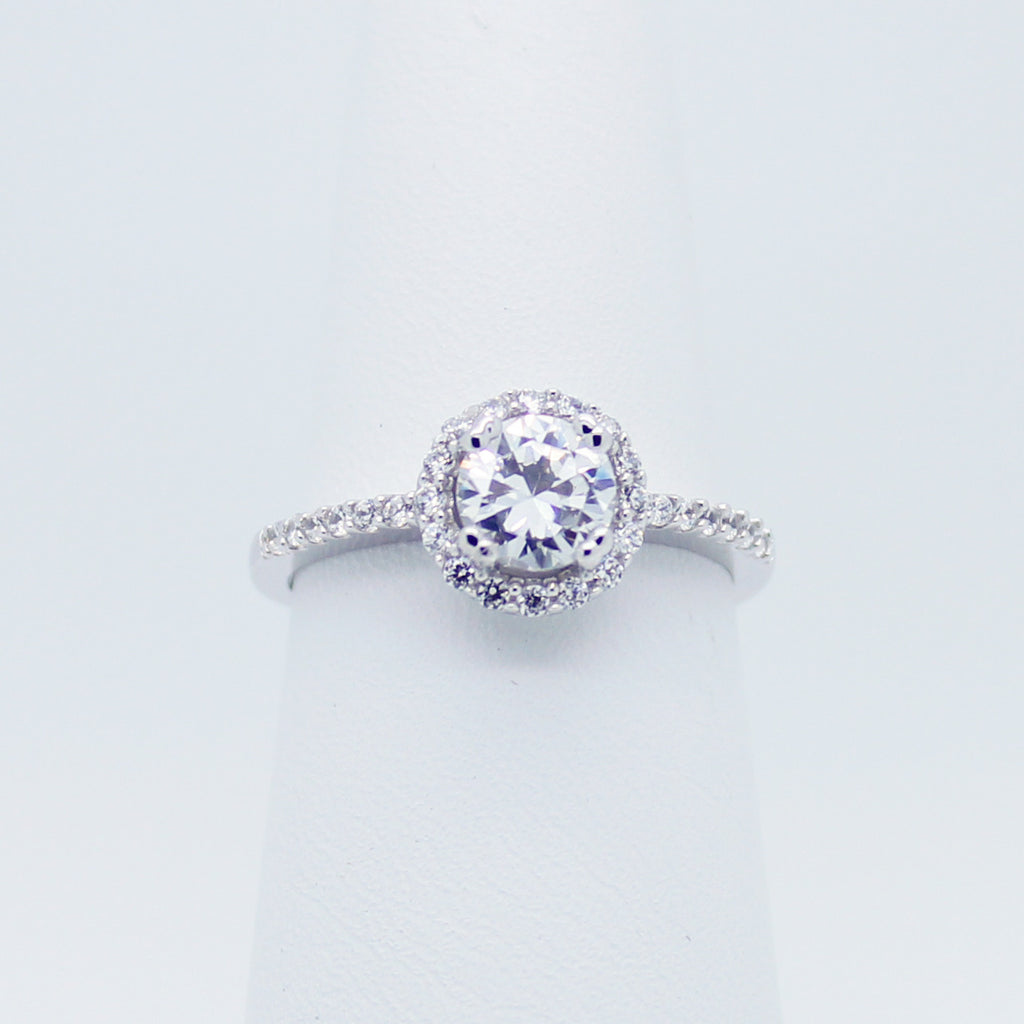 Cutie halo sterling silver ring