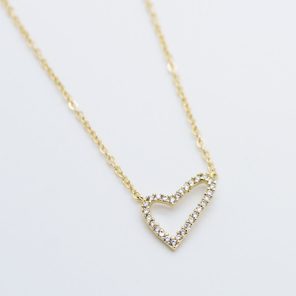 Heart rhinestones necklace