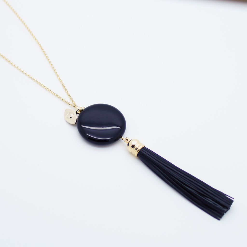 Precious stone tassel necklace