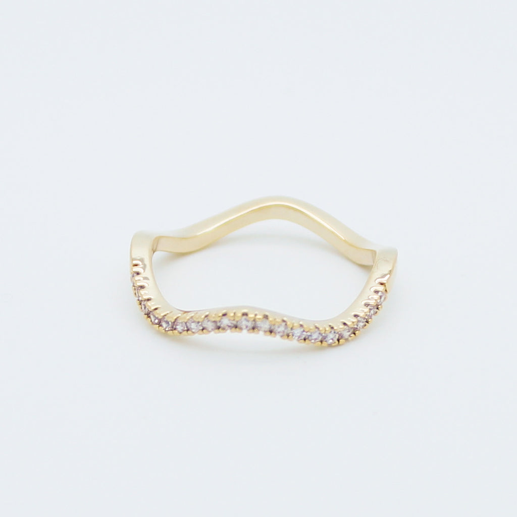Wave rhinestones ring