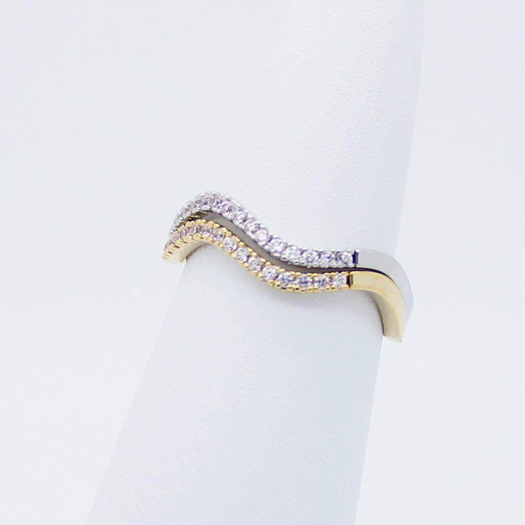 Wave rhinestones ring
